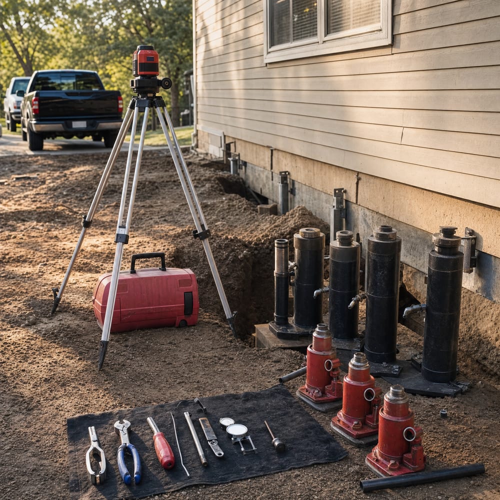 West Mountain Foundation Repair service equipment near Hot Springs, AR